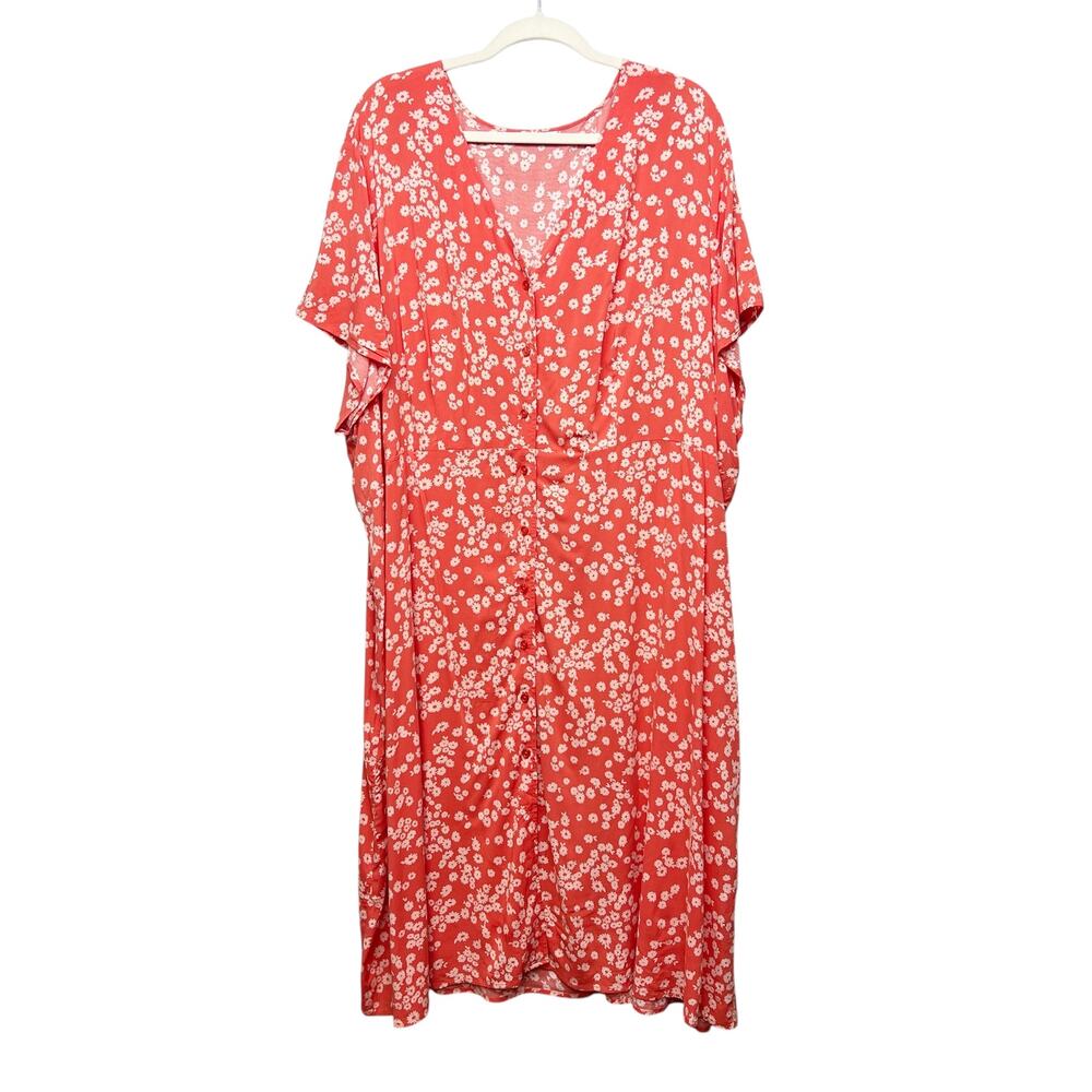 Penningtons Foral Maxi Sundress Womens 3X Button Front Tropical Modest Beachy